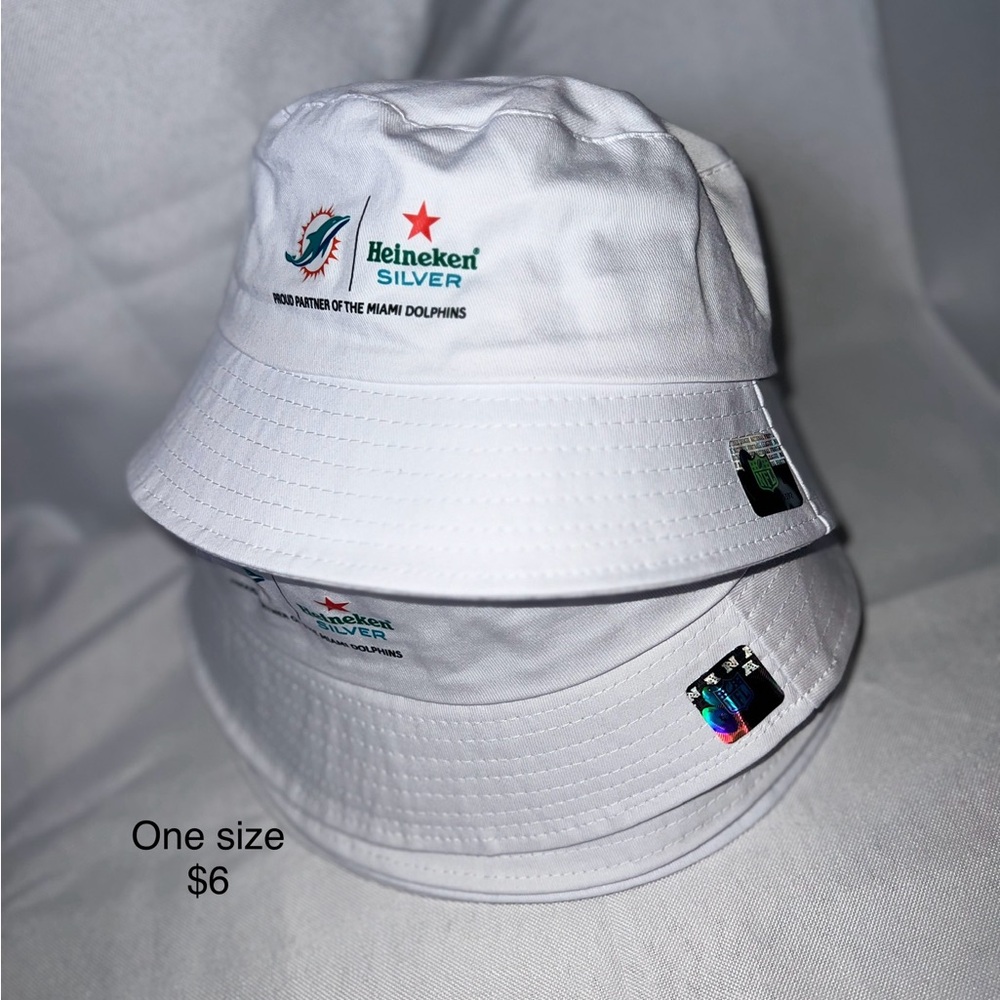 Heineken Silver / Miami Dolphins  Bucket Hat - White